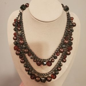 Vintage Double Strand Bauble Statement Necklace